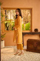 DA-2055 MUSTARD EMBROIDERED KURTA